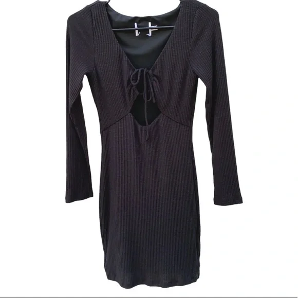 open lace back dress Jaqueline Cut Out Mini Dress Black